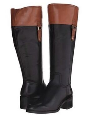 Franco Sarto Two-Tone Over-the-Knee Riding Boots - Black and Brown
